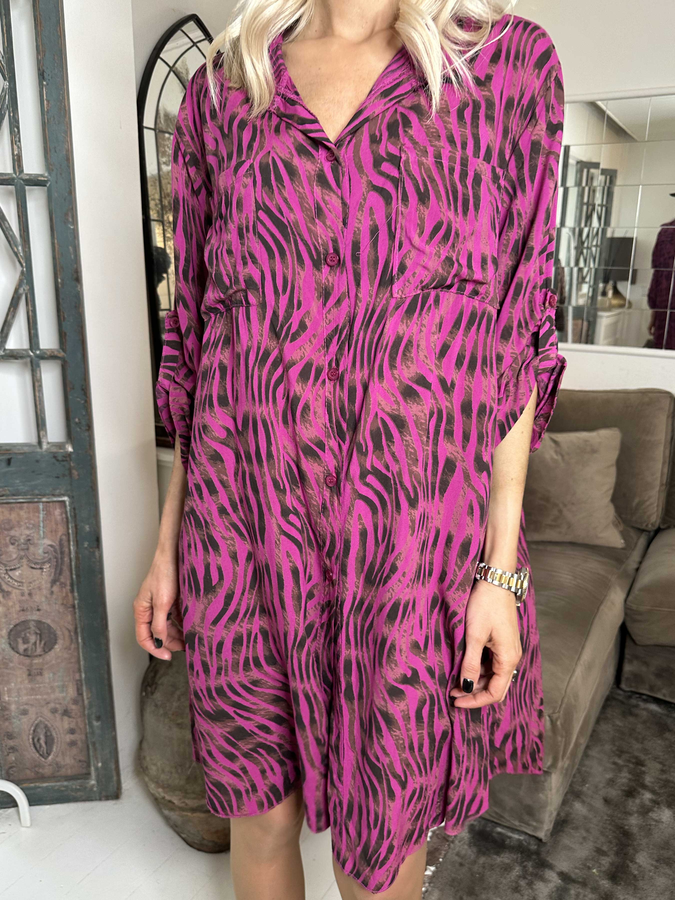 Firenze - Skjorte i bomuld med dyrestriber